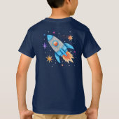 Astronaut im Weltraum mit Planeten und einer Raket T-Shirt (Rückseite)