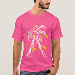 Astronaut im Weltraum mit Saxophon Jazz Lustiger S T-Shirt
