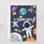 Astronaut im Weltraum, Niedliche Kinder zum ersten Dankeskarte (Vorderseite)