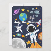 Astronaut im Weltraum, Niedliche Kinder zum ersten Einladung (Rückseite)