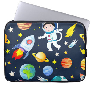 Astronaut im Weltraum Planeten und Raketen Muster Laptopschutzhülle