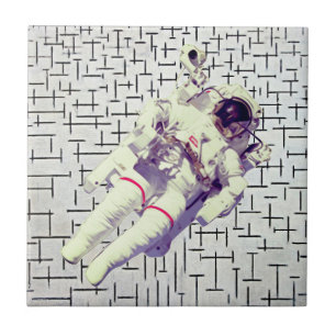 Astronaut im Weltraum - Retro Dreamscape Fliese