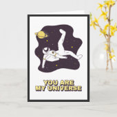 Astronaut im Weltraumkosmischen Valentinstag-Unive Karte (Gelbe Blume)