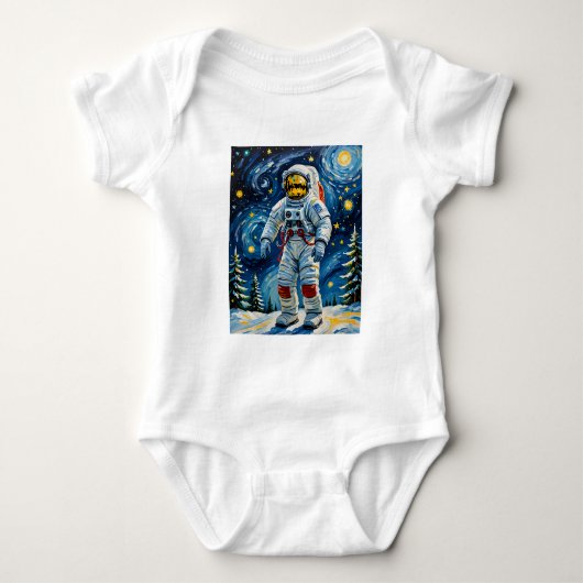 Astronaut im Winterwald Baby Strampler (Vorderseite)