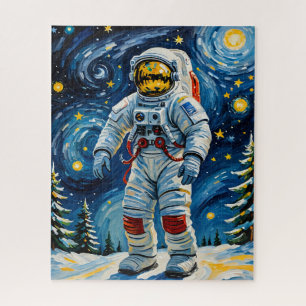 Astronaut im Winterwald Puzzle