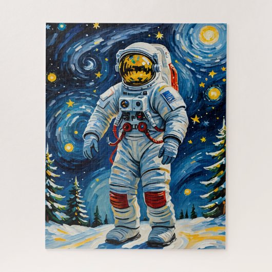 Astronaut im Winterwald Puzzle (Vertikal)