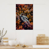 Astronaut in Blumen Kunstprint Gothic Sci-Fi Poster (Küche)