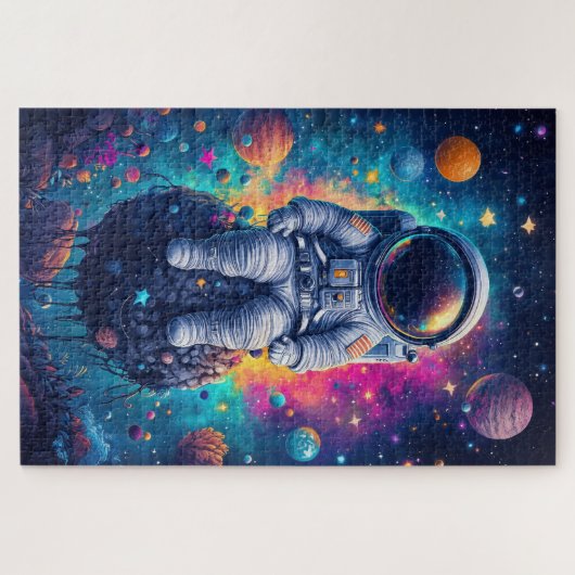 Astronaut in Colorful Space Scene Puzzle (Horizontal)