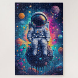 Astronaut in Colorful Space Scene Puzzle