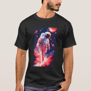 Astronaut in den Raumstars Red White Retro Vint T-Shirt