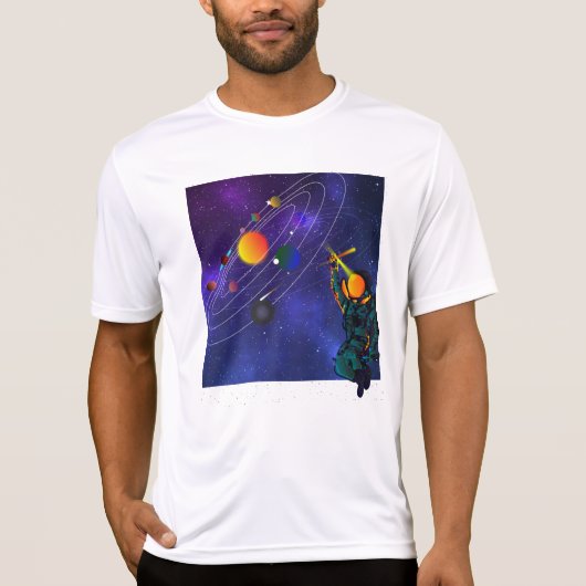 Astronaut in den Sonnensystemen T-Shirt (Vorderseite)