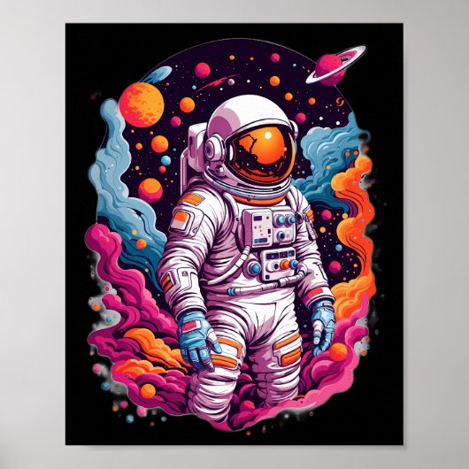 Astronaut in der Galaxie verloren Poster (Vorne)