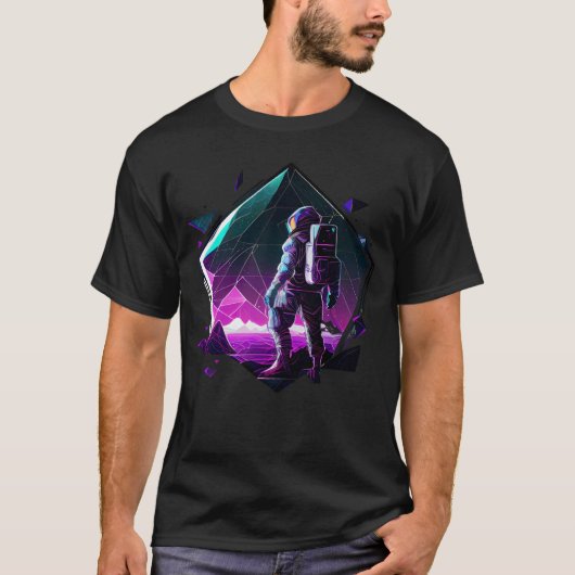 Astronaut in der Raumästhetischen Wave Planet Ecli T-Shirt (Vorderseite)