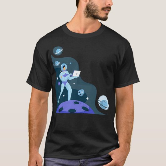 Astronaut in der Raumfahrt T Shirt Design (Vorderseite)