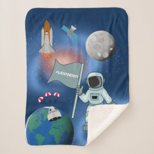 Astronaut in der Weltraumgalaxie Personalisierter  Sherpadecke