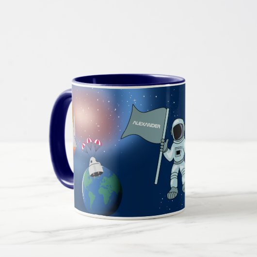 Astronaut in der Weltraumgalaxie Personalisierter Tasse (Vorderseite Links)