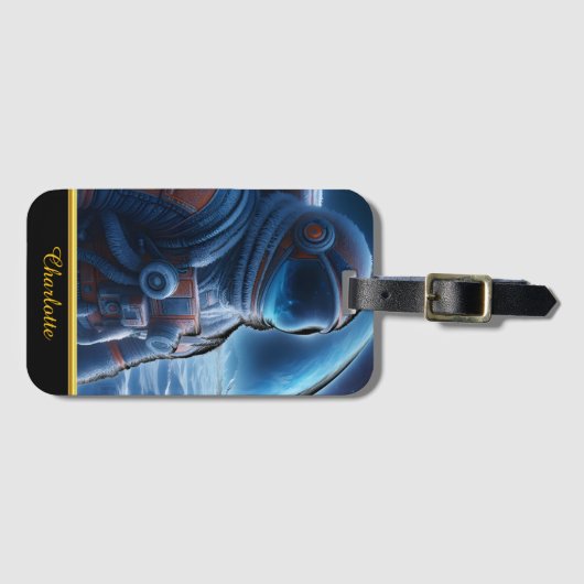 Astronaut in einem schweren, frostigen Raumschiff Gepäckanhänger (Vorderseite (Horizontal))