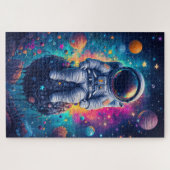 Astronaut in farbenfroher Weltraumszene Puzzle (Horizontal)