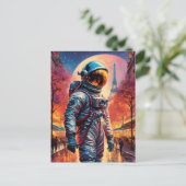 Astronaut in Paris Postkarte (Stehend Vorderseite)