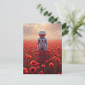 Astronaut in roten Mohnblumen Postkarte (Stehend Vorderseite)