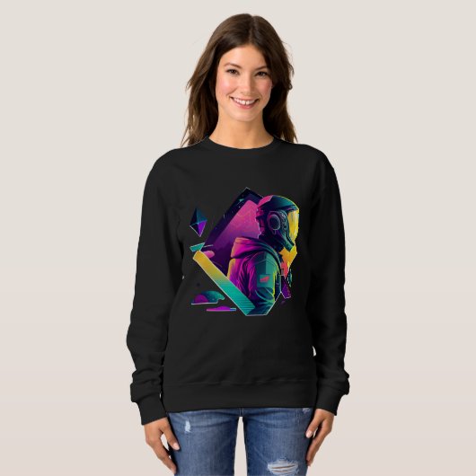 Astronaut in Space Aesthetic Wave Planet Eclipse Sweatshirt (Vorne ganz)