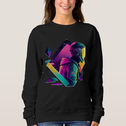 Astronaut in Space Aesthetic Wave Planet Eclipse Sweatshirt (Vorderseite)