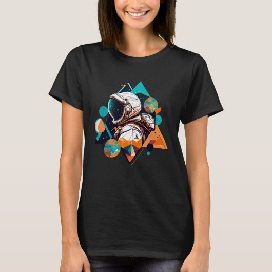 Astronaut in Space Aesthetic Wave Planet Eclipse   T-Shirt (Vorderseite)