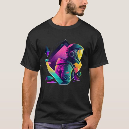 Astronaut in Space Aesthetic Wave Planet Eclipse   T-Shirt (Vorderseite)