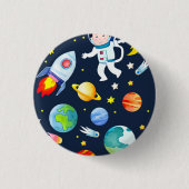Astronaut in Space Planets and Rockets Pattern Button (Vorderseite)