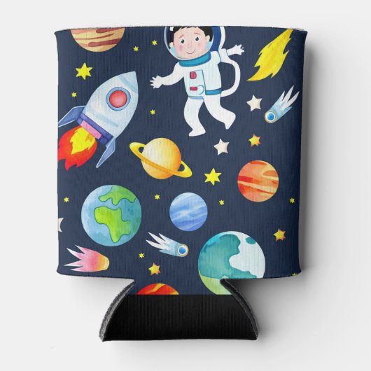 Astronaut in Space Planets and Rockets Pattern Dosenkühler (Vorderseite)