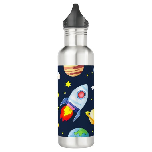 Astronaut in Space Planets and Rockets Pattern Edelstahlflasche (Links)