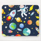 Astronaut in Space Planets and Rockets Pattern Mousepad (Vorne)