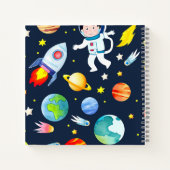 Astronaut in Space Planets and Rockets Pattern Notizblock (Rückseite)