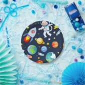 Astronaut in Space Planets and Rockets Pattern Pappteller (Party)