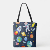 Astronaut in Space Planets and Rockets Pattern Tasche (Rückseite)