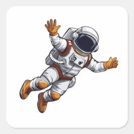 Astronaut in space quadratischer aufkleber