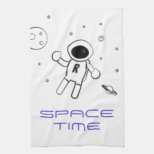Astronaut In Space - Sketched Art in Black & White Geschirrtuch