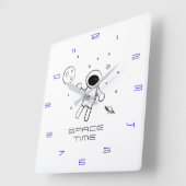 Astronaut In Space - Sketched Art in Black & White Quadratische Wanduhr (Winkel)