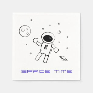 Astronaut In Space - Sketched Art in Black & White Serviette