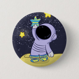 Astronaut in verschiedenen Socken Button
