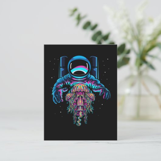 Astronaut Jelly fischen den farbenfrohen Kosmonaut Postkarte (Stehend Vorderseite)