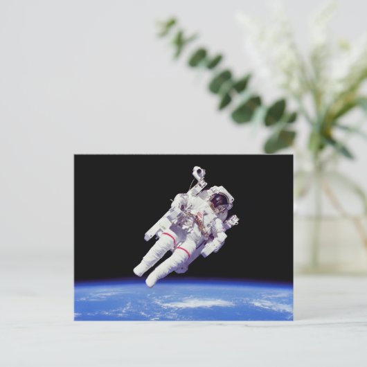 Astronaut Jetpack Spacewalk Earth Orbit Foto Postkarte (Stehend Vorderseite)