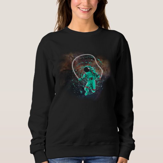 Astronaut Jumping Rope in Outer Space by Nebula Sweatshirt (Vorderseite)