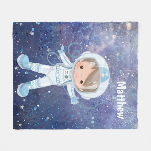 Astronaut-Junge Outer Space Fleecedecke (Vorderseite (Horizontal))