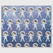 Astronaut-Junge Outer Space Geschenkpapier (Flach)