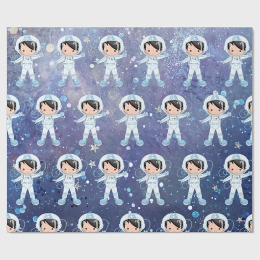 Astronaut-Junge Outer Space Geschenkpapier (Flach)