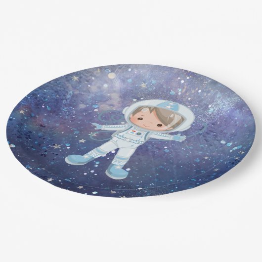 Astronaut-Junge Outer Space Pappteller (Schrägansicht)