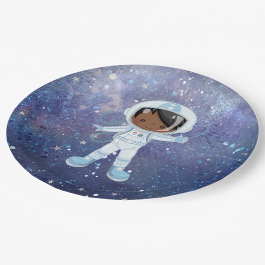 Astronaut-Junge Outer Space Pappteller (Schrägansicht)
