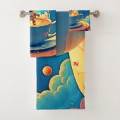 Astronaut Kaffee Weltraum Kunst Badhandtuch Set (Insitu)