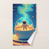 Astronaut Kaffee Weltraum Kunst Badhandtuch Set (Handtuch)